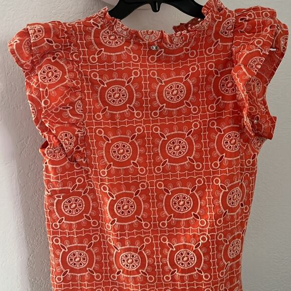 Sam Edelman Rey Short Sleeve Embroidered Top Tigerlily Size XS - Picture 4 of 5